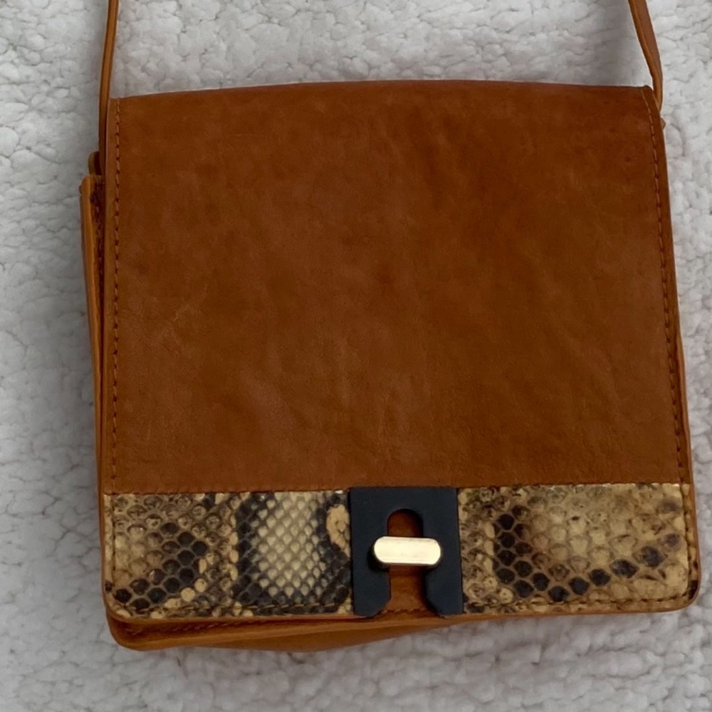 Etienne Aigner leather crossbody bag with snakeskin trim